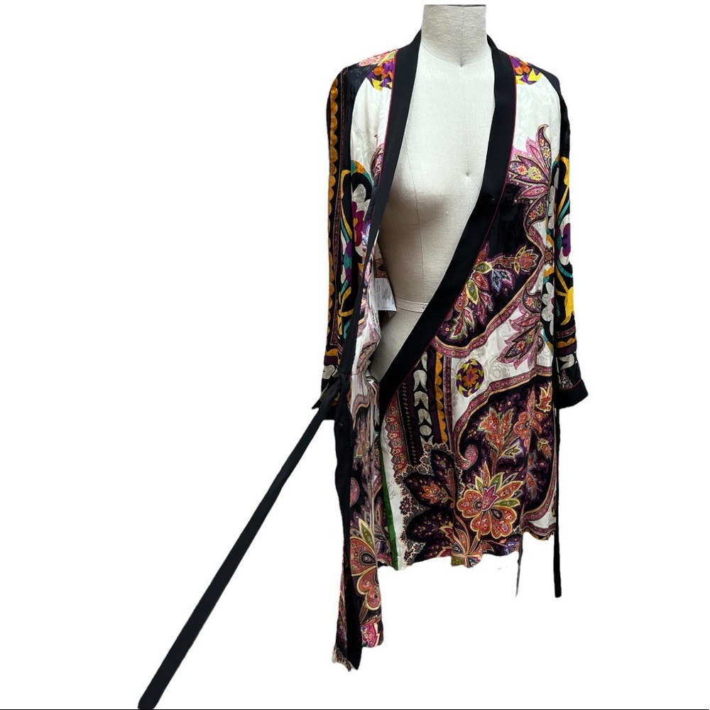 Etro Italian Luxury Colorful Paisley Wrap Kimono Dress - Picture 7 of 10